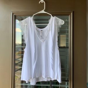 White lace-trim free people blouse